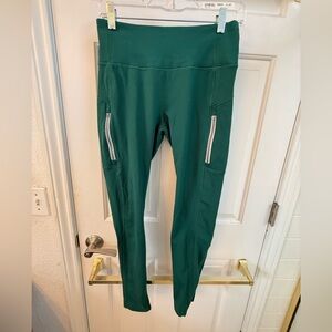 Mondetta Dark Green High-Waist Active Leggings with Zip Pockets